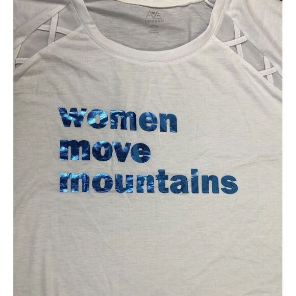 Ave Leisure T-Shirt Womens 22/24 White Short Sleeve Stretch Tunic Girl Power NEW - Picture 6 of 7